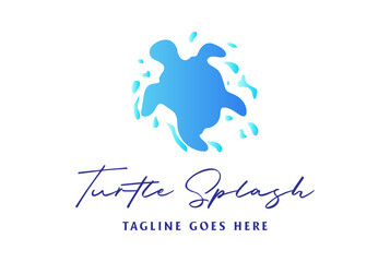 Modern Ocean Turtle Water Wave Splash Logo Design Vector