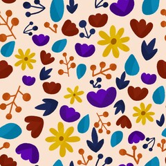 Obraz premium Floral pattern. Illustration with little flowers. Print with flowers and leaves for textiles, printing, clothing, packaging, decor and wallpaper.