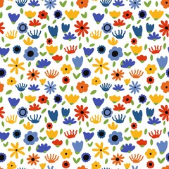 Floral pattern. Illustration with little flowers. Print with flowers and leaves for textiles, printing, clothing, packaging, decor and wallpaper.