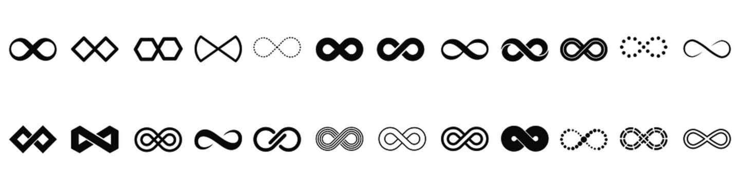 Infinity icon vector set. Mobius loop shape illustration sign collection. unlimited symbol. forever logo.
