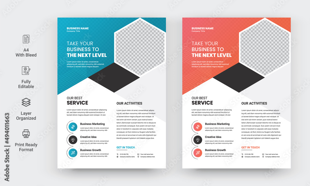 Wall mural modern colorful business flyer design template for poster, brochure, cover, leaflet. design layout w