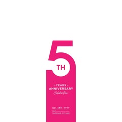 5th anniversary logo. Anniversary celebration logo design with pink color for booklet, flyer, magazine, brochure poster, web, invitation or greeting card. vector illustrations.
