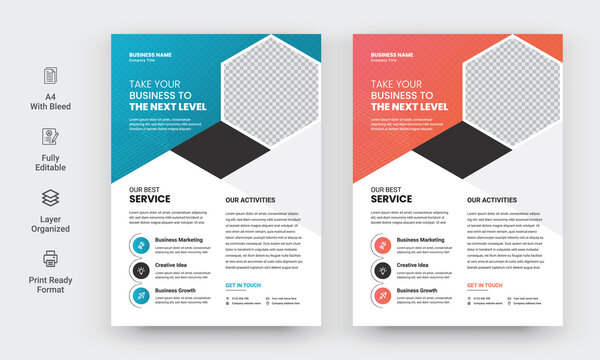 Modern Colorful Business Flyer design template for poster, brochure, cover, leaflet. design layout with triangle graphic elements and space for Vector background.