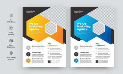 Modern Colorful Business Flyer design template for poster, brochure, cover, leaflet. design layout with triangle graphic elements and space for Vector background.
