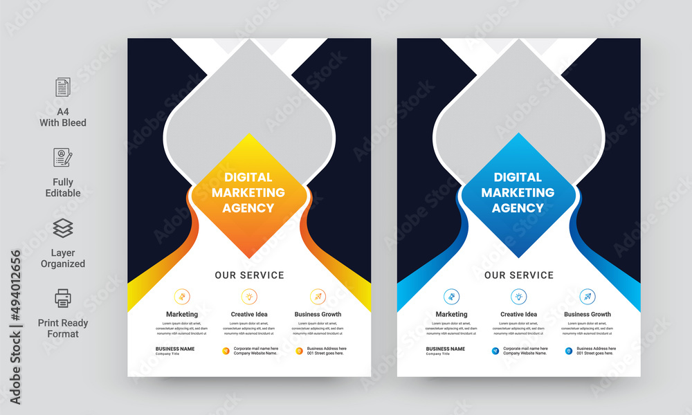 Wall mural modern colorful business flyer design template for poster, brochure, cover, leaflet. design layout w