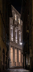Vertical shot of the facade of the Angelo Mai Library in Bergamo, Italy