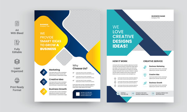 Modern Colorful Business Flyer design template for poster, brochure, cover, leaflet. design layout with triangle graphic elements and space for Vector background.