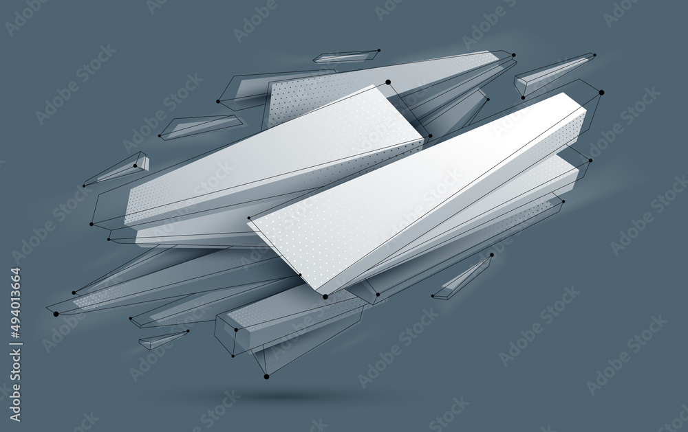 Poster polygonal form vector abstract design, modern futuristic shape ai neural network concept, dynamic te