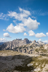 Mountain trail Tre Cime di Lavaredo in Dolomites in Italy