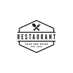 Restaurant simple flat logo design