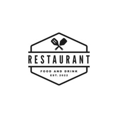 Restaurant simple flat logo design
