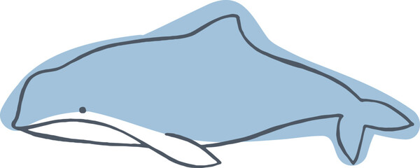 Whale Swimming Sketch Hand Drawn Illustration