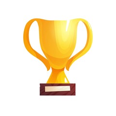 Champion cup, winner trophy. Golden prize. Achievement icon for 2d game. Cartoon vector illustration.