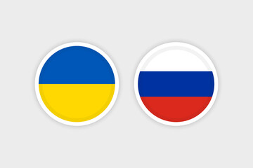 Circle flags of Ukraine and Russia