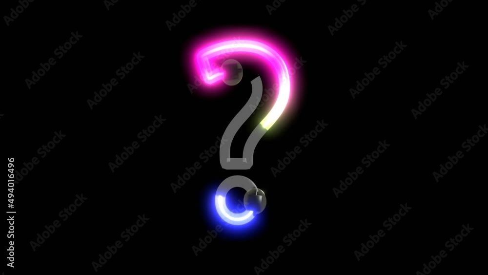 Poster animation of neon lights turning on displaying a question mark