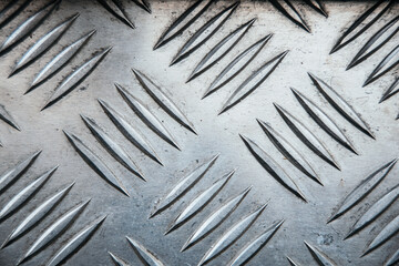 Closeup shot of the chrome metal corrugated surface