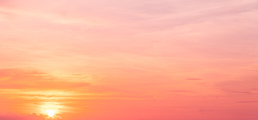 Evening sky,Pink sky background with romantic colorful sunlight with orange, yellow and dramatic nature background.
