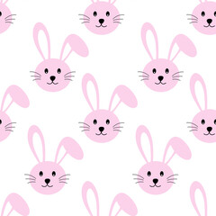 Rabbit seamless pattern on white background.