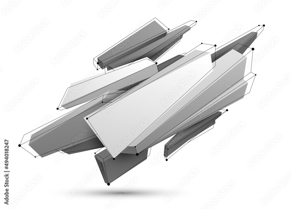 Poster polygonal form vector abstract design, modern futuristic shape ai neural network concept, dynamic te