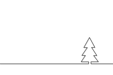 Continuous line drawing of christmas tree.
