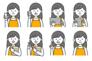 女性 エプロン 人物 イラスト ベクター AI 素材