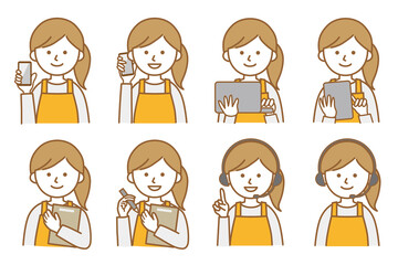 女性 エプロン 人物 イラスト ベクター AI 素材