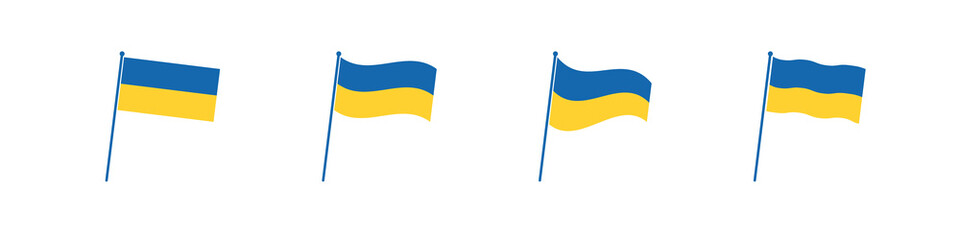 Ukraine national flag set. Stop war sign. Ukrainian yellow blue colors. Stand for Ukraine.