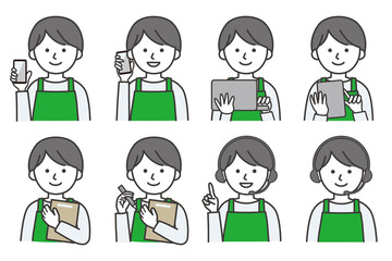 男性 エプロン 人物 イラスト ベクター AI 素材