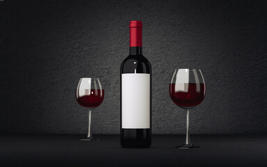 Wine bottle Mock up . 3d rendering