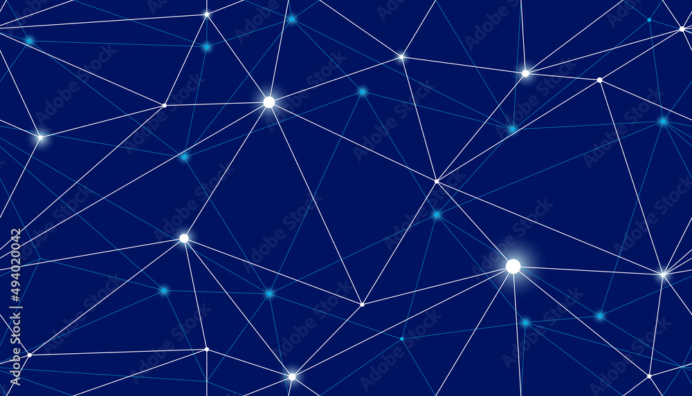 Poster technology communication seamless vector pattern with connected thin lines, blue endless wallpaper b