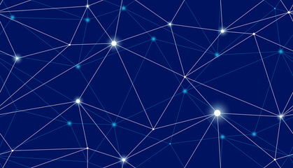 Technology communication seamless vector pattern with connected thin lines, blue endless wallpaper background science theme.