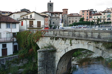 Madonna bridge over the Turrite Secca stream in Castelnuovo Garfagnana, Tuscany, Italy