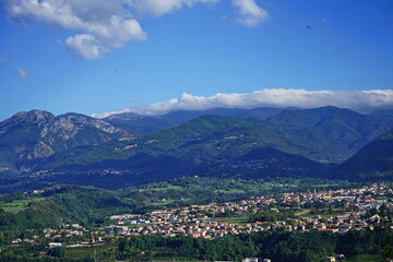 Fototapeta na wymiar Panorama from the fortress of Monte Alfonso in Castelnuovo Garfagnana, Tuscany, Italy