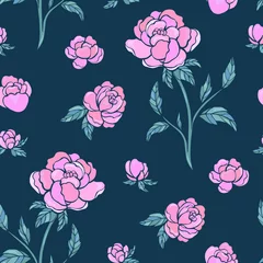 Meubelstickers Seamless vector pattern of peonies. Background for greeting card, website, printing on fabric, gift wrap, postcard and wallpapers.  © Anna Sobol