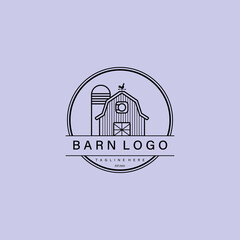 Line art barn minimalist logo vector symbol illustration design
