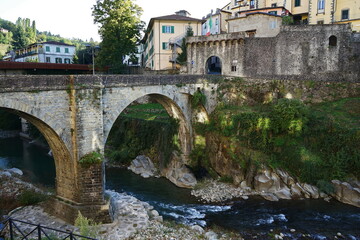 Santa Lucia bridge over the Serchio river in Castelnuovo Garfagnana; Tuscany, Italy