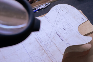 8 string bass in process made by luthier