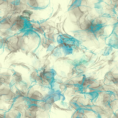 Grey and teal alcohol ink seamless pattern.