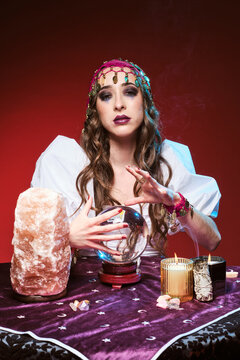 Soothsayer telling fortunes with magic ball