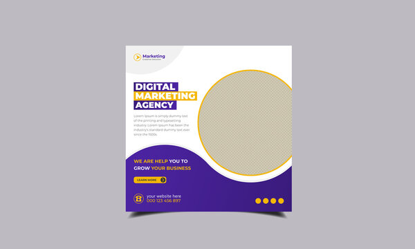 Digital marketing agency minimal square banner template, social media banner design, square banner design, agency banner design, social media template design, socail media post design