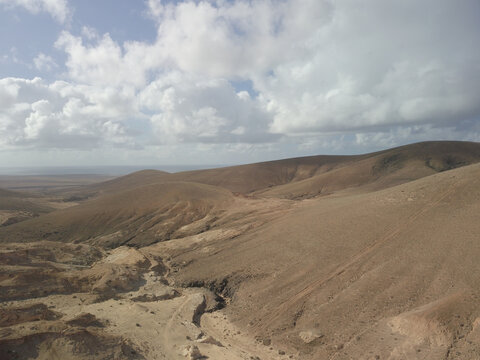 Birds Eye Shot Of Desert Hills In Spain.