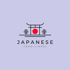 torii gate line art minimalist vector logo illustration design