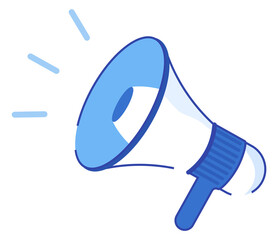 Megaphone, loudspeaker, device for loud sound reproduction. Human speech loudness amplifier. Device for converting electrical signals into acoustic. Shoutbox for loud announcements, advertisements