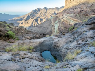 Mountain view of Los Azulejos near Veneguera in Gran Canaria, Spain