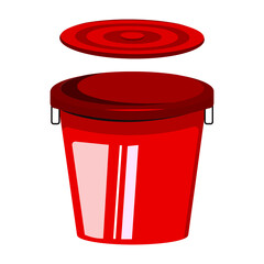 vector icon big red bucket with lid illustration