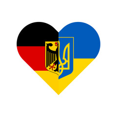 heart shape icon with germany and ukraine flag. vector illustration isolated on white background