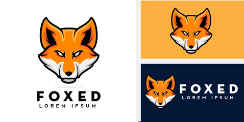 creative head fox logo design illustration vector template icon mascot