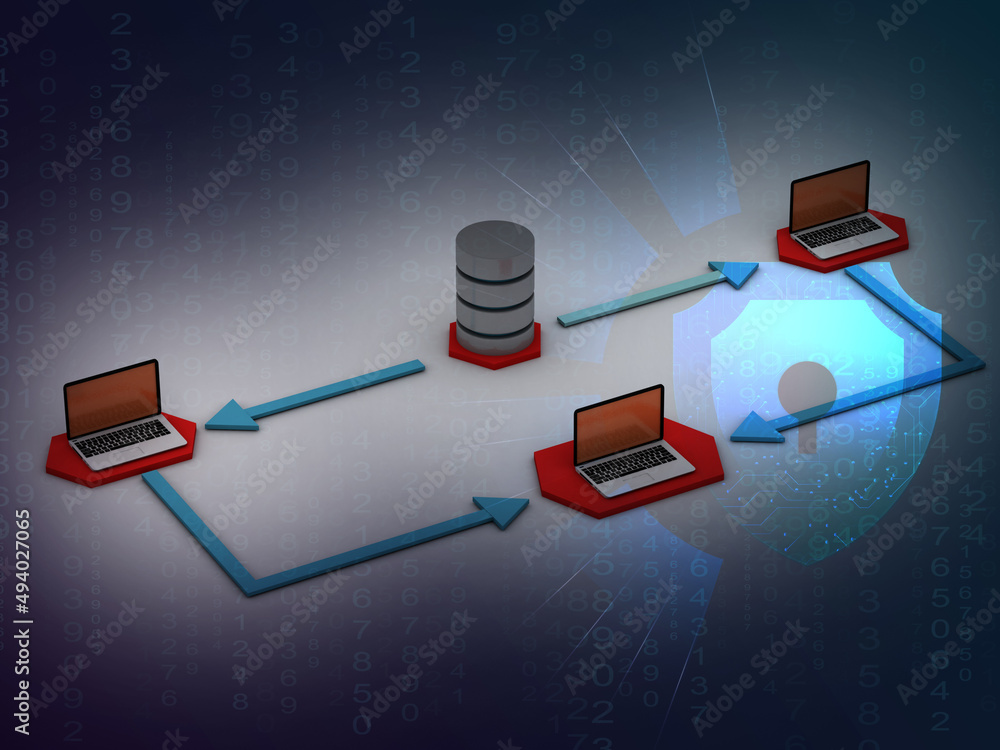 Poster 3d rendering network and internet communication concept