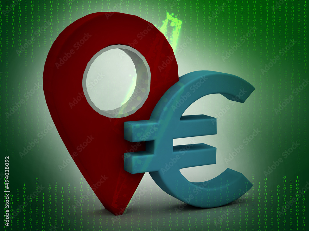 Poster 3d rendering euro symbol in navigation