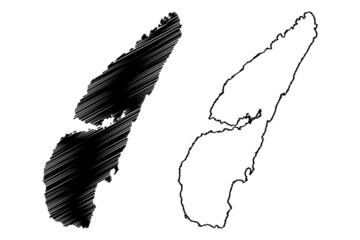Jura island (United Kingdom of Great Britain and Northern Ireland, Scotland, Inner Hebrides) map vector illustration, scribble sketch Isle of Jura map